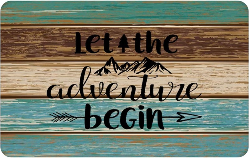 NYDECOR Welcome Mats for Front Door Farmhouse Camper Door Mat Trailer RV Floor Mats Let The Adventure Begin Camping Doormat Non Slip Rubber Entrance Rug for Indoor Outdoor 17x28 inch - Image 1